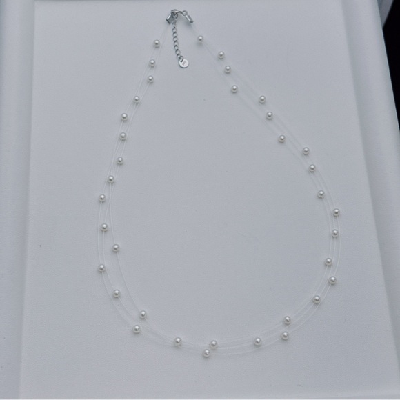 X680 Handmade S925 Freshwater Baby Pearl Triple Layer Floating Necklaces